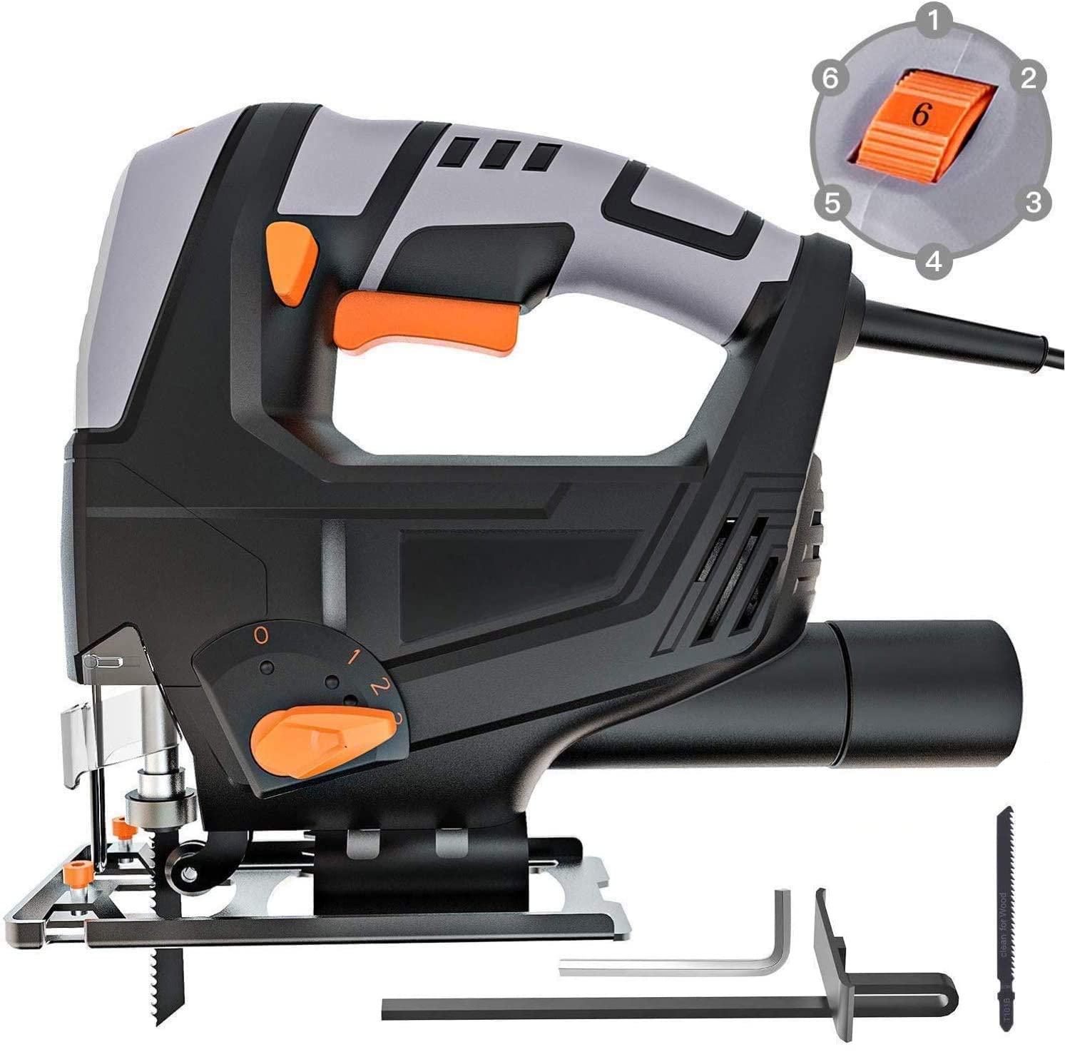 Amazon | ジグソー 800~3000RPM 6段変速 オービタル 集塵 1本ブレード